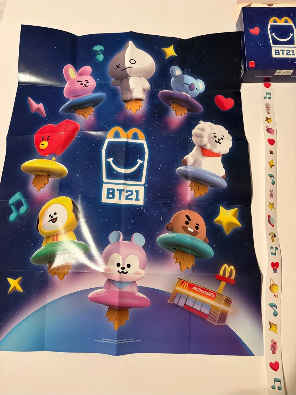 BT21 Happy Meal Toy - Poster and Activity Mat and Stickers